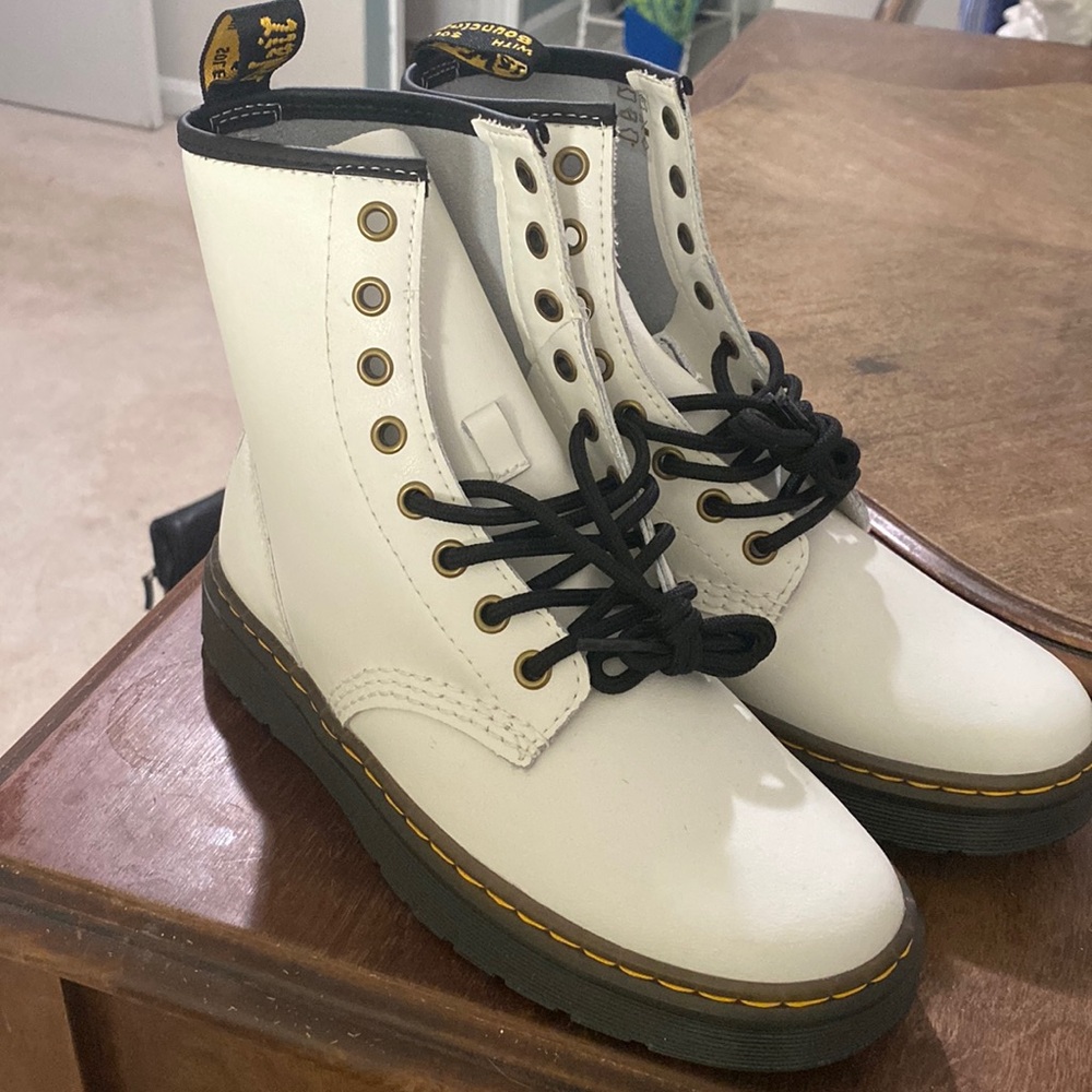 White dr marten boots